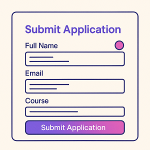 Low-fidelity wireframe of an online form for government -funded courses , free online courses with certificates.free courses
