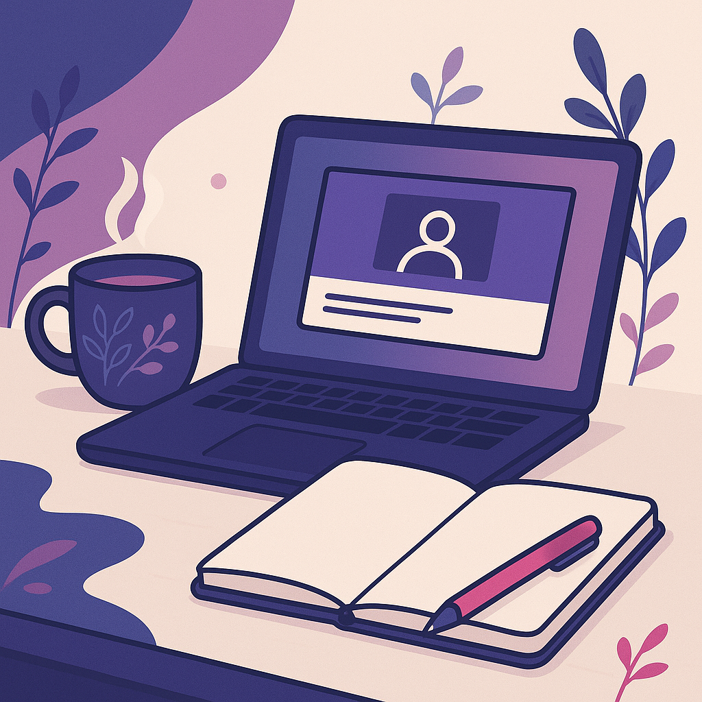 Home study desk with laptop displaying free online care courses materials
